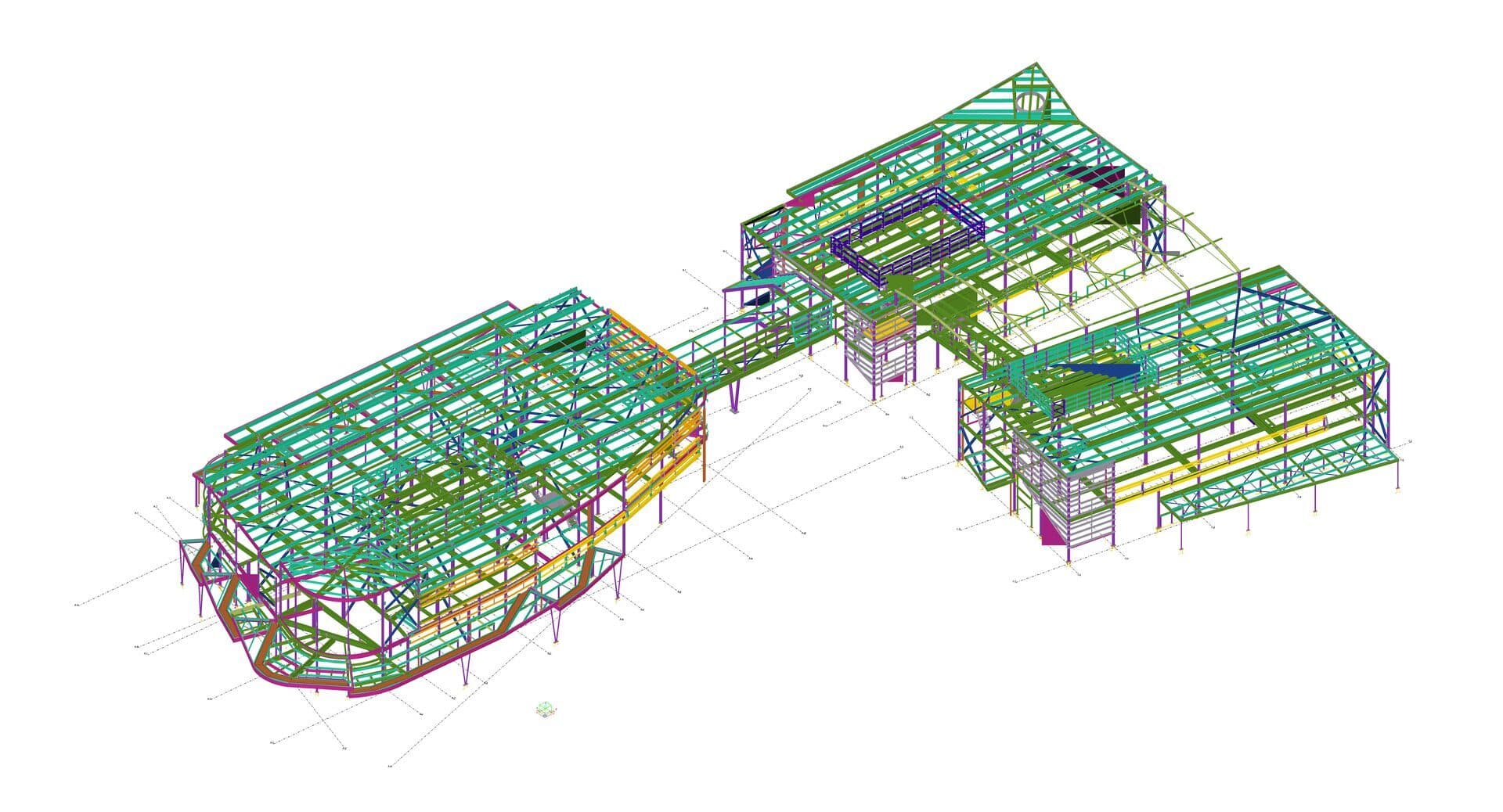Steel shop drawings package for school canopy and structural steel fabrication